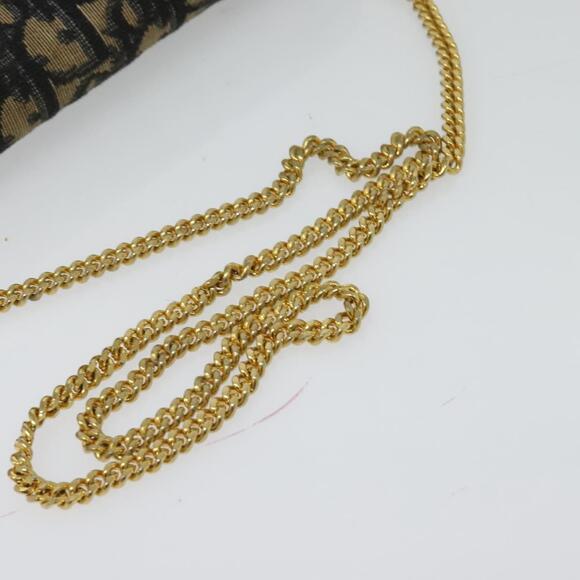 DIOR Trotter Canvas Chain Shoulder Bag Navy Gold - Picture 7 of 12